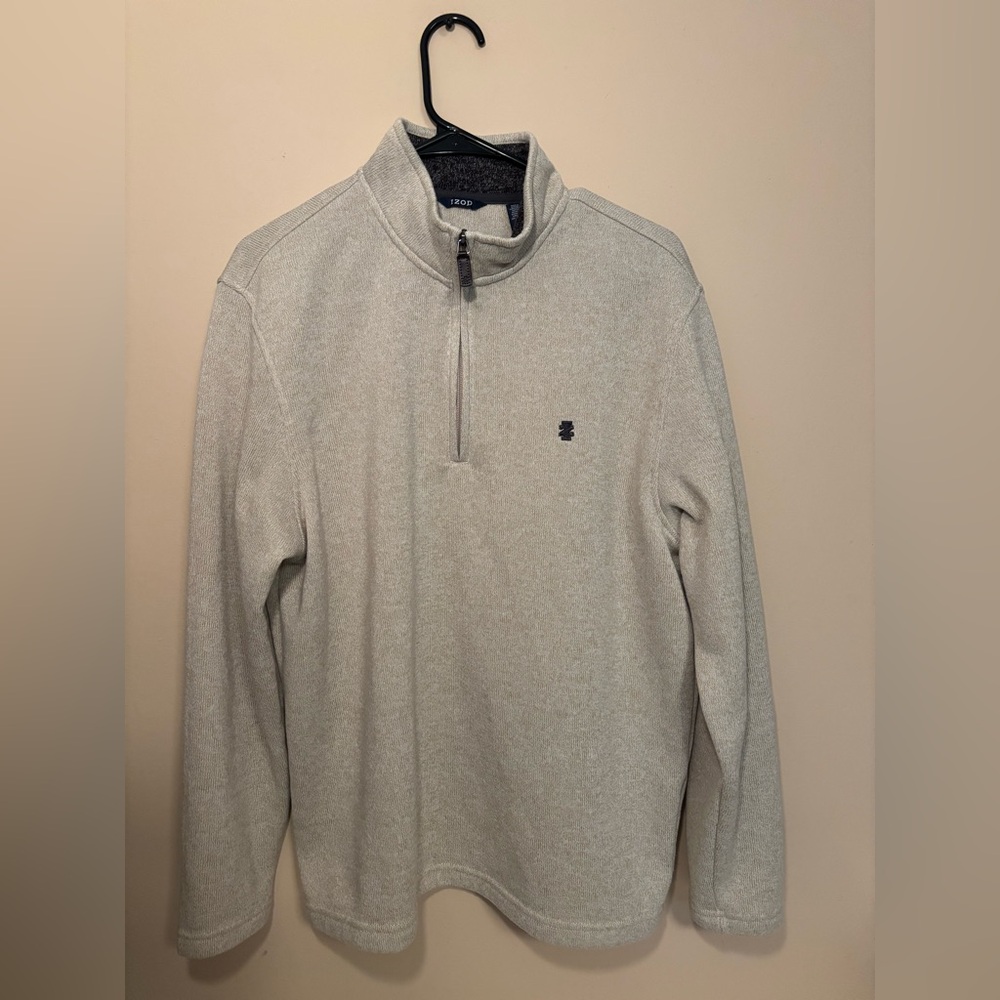 Izod Men's Cream Zip-Up Sweater